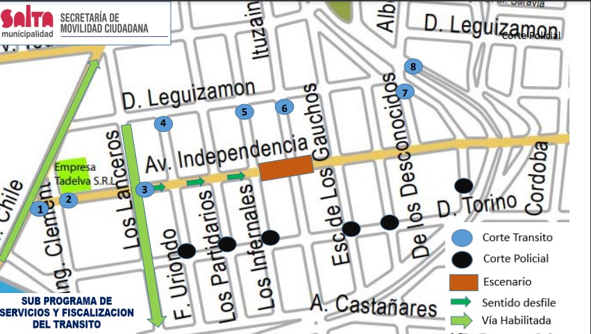 mapa actos Independencia