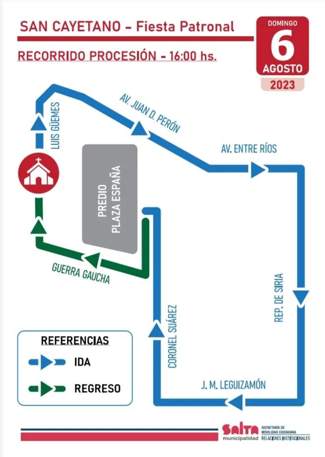 procesión San Cayetano mapa