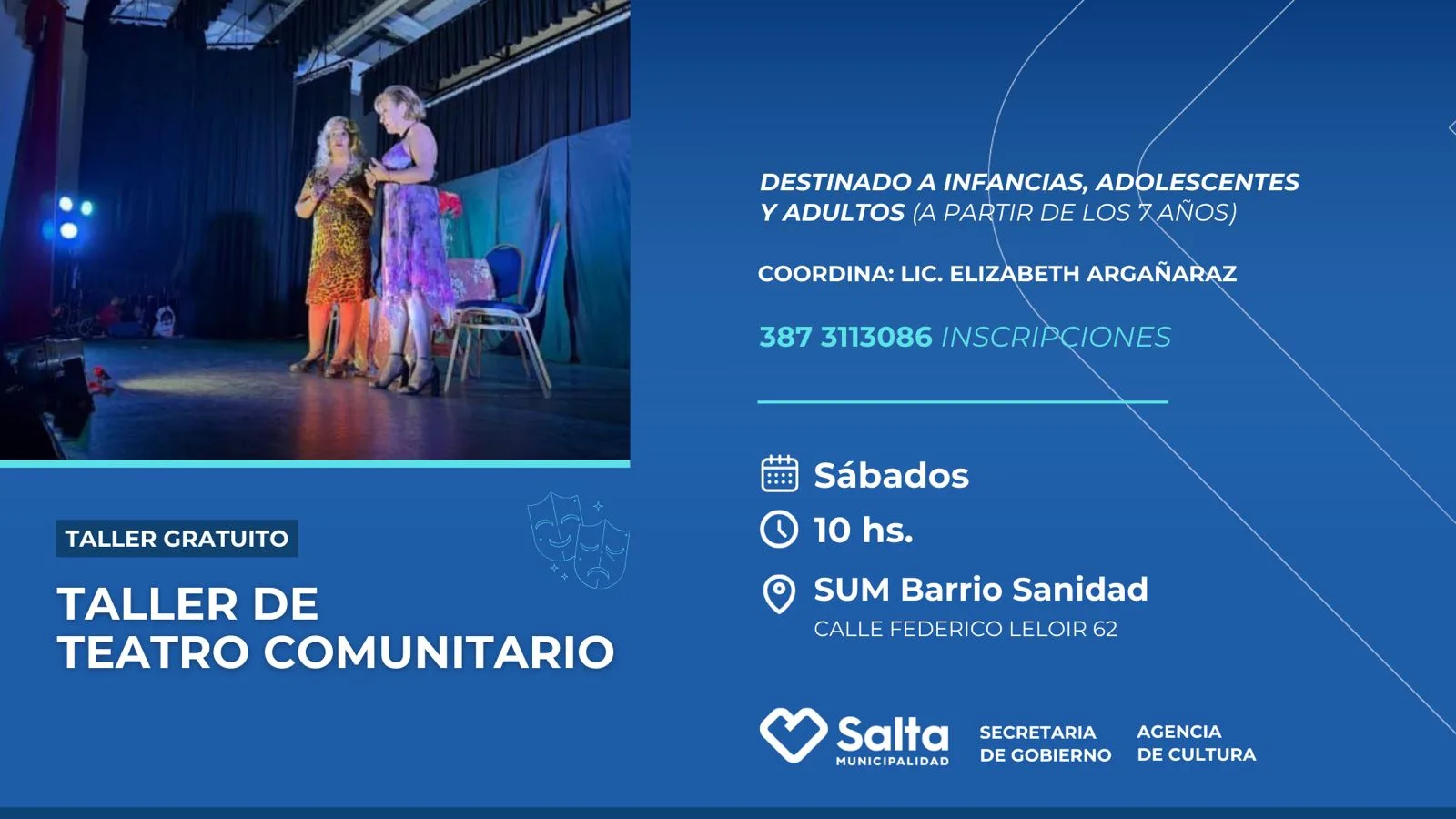 flyer horizontal taller de teatro comunitario b sanidad
