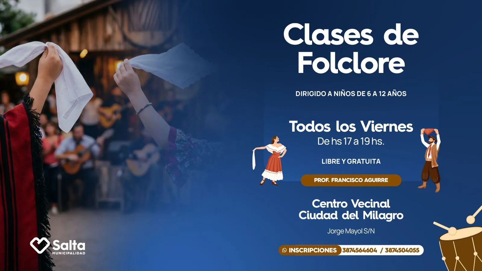 flyer horizontal folclore niños ciudad del milagro